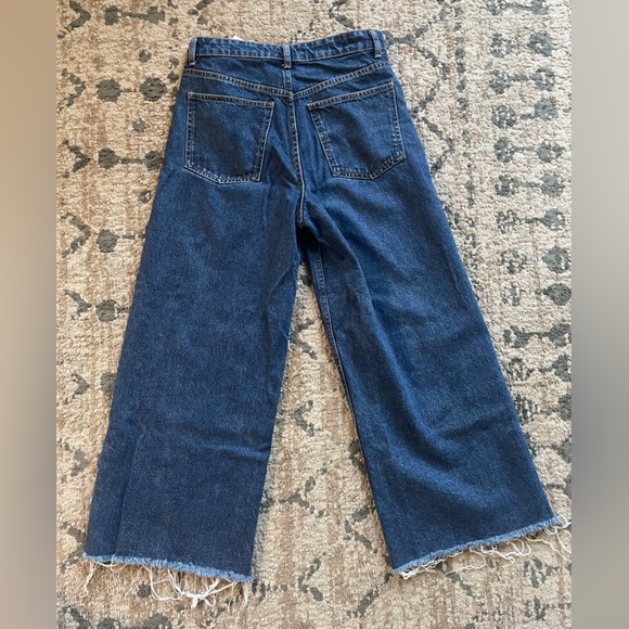 Zara Wide Leg Jeans Size 04 100% Cotton 10/10 Cut Off Bottom Trendy Hipster - Picture 2 of 6